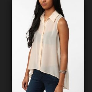 Sparkle & Fade Sleeveless Chiffon Button Down Top